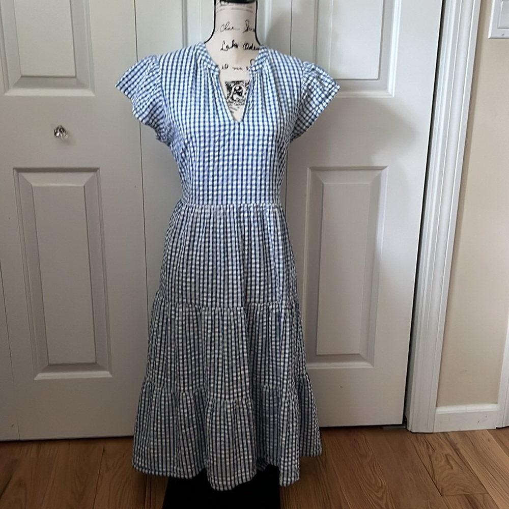 St. John’s Bay Blue White Gingham Women's Dress size Medium - Picture 4 of 10